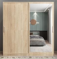 Zen Sürgü Kapaklı Dolap Gardırop Meşe Ölçü Seçenekli - Ücretsiz Kurulum