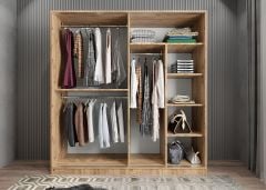 Zen Sürgü Kapaklı Dolap Gardırop Çam Ölçü Seçenekli - Ücretsiz Kurulum
