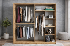 Zen Sürgü Kapaklı Dolap Gardırop Çam Ölçü Seçenekli - Ücretsiz Kurulum
