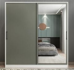 Zen Sürgü Kapaklı Dolap Gardırop Beyaz Füme  Ölçü Seçenekli - Ücretsiz Kurulum