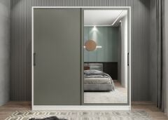 Zen Sürgü Kapaklı Dolap Gardırop Beyaz Füme  Ölçü Seçenekli - Ücretsiz Kurulum