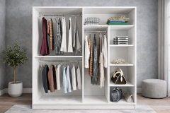 Zen Sürgü Kapaklı Dolap Gardırop Beyaz Ölçü Seçenekli - Ücretsiz Kurulum
