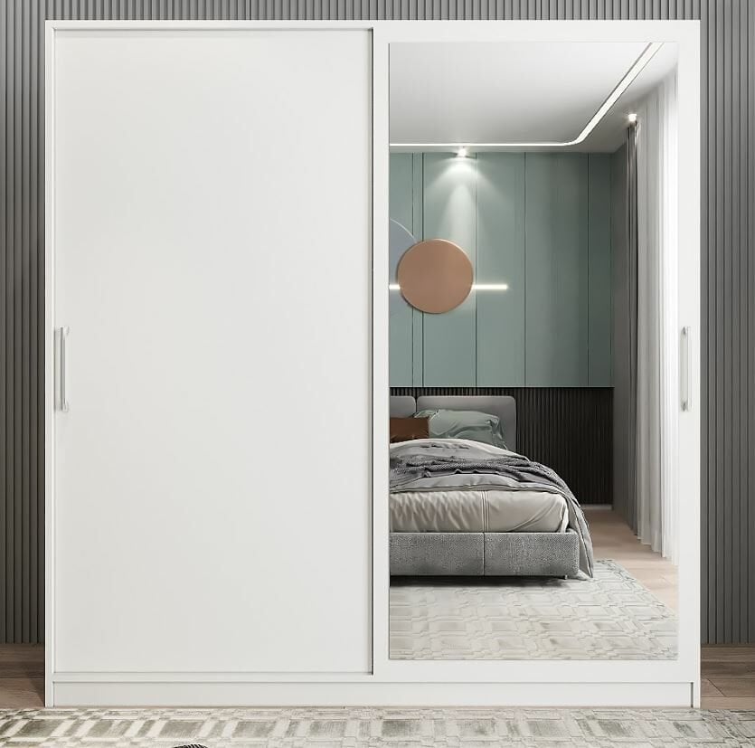 Zen Sürgü Kapaklı Dolap Gardırop Beyaz Ölçü Seçenekli - Ücretsiz Kurulum