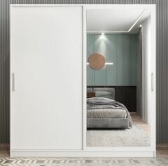 Zen Sürgü Kapaklı Dolap Gardırop Beyaz Ölçü Seçenekli - Ücretsiz Kurulum