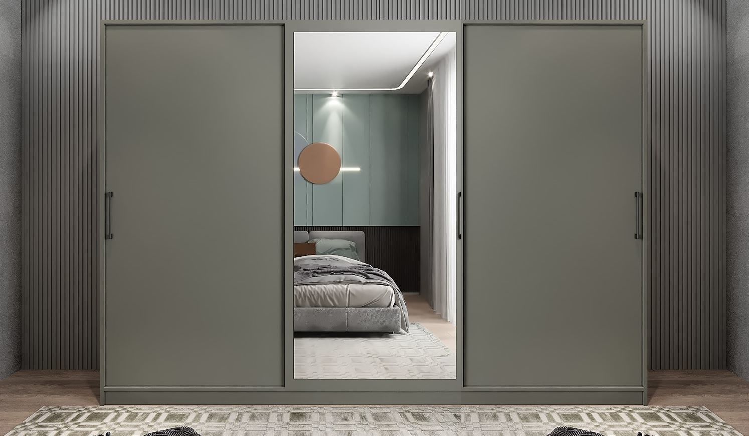 Vino Sürgü Kapaklı Dolap Gardırop Füme 240 cm - Ücretsiz Kurulum