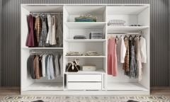 Vino Sürgü Kapaklı Dolap Gardırop Beyaz Füme 180 cm - Ücretsiz Kurulum