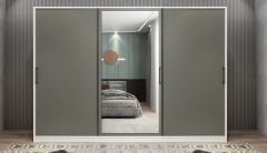 Vino Sürgü Kapaklı Dolap Gardırop Beyaz Füme 240 cm - Ücretsiz Kurulum