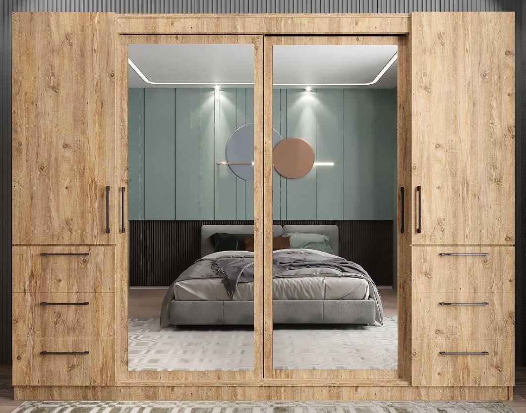 Bella Sürgü Kapaklı Dolap Gardırop Çam - Ücretsiz Kurulum