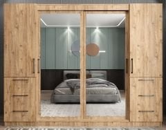 Bella Sürgü Kapaklı Dolap Gardırop Çam - Ücretsiz Kurulum