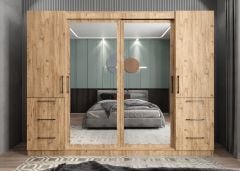 Bella Sürgü Kapaklı Dolap Gardırop Çam - Ücretsiz Kurulum