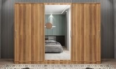 Vino Sürgü Kapaklı Dolap Gardırop Ceviz 180 cm - Ücretsiz Kurulum