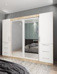 Bella Sürgü Kapaklı Dolap Gardırop Meşe Beyaz - Ücretsiz Kurulum