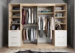 Bella Sürgü Kapaklı Dolap Gardırop Meşe Beyaz - Ücretsiz Kurulum