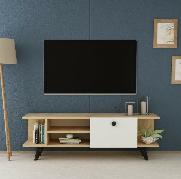 Smart Tv Ünitesi Tv Sehpası Safirmeşe-Beyaz