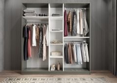 Kristal 5 Kapaklı Dolap Gardırop Füme Beyaz - Ücretsiz Kurulum