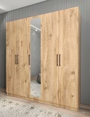 Kristal 5 Kapaklı Dolap Gardırop Çam - Ücretsiz Kurulum