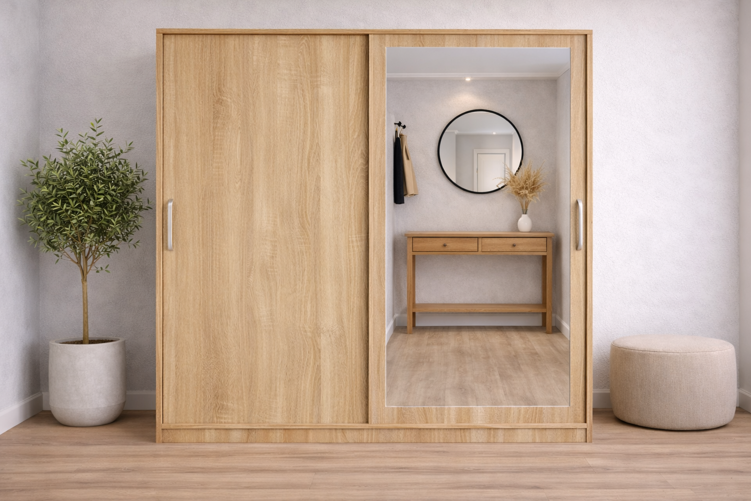 Alba Sürgülü Portmanto Vestiyer Meşe - Ücretsiz Montaj Hizmeti