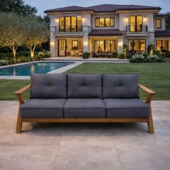 Asude Masif Kestane Ağacı Bahçe Balkon Koltuk Takımı 3+1+1+Masa Antrasit