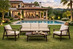 Duru Masif Kestane Ağacı Bahçe Balkon Koltuk Takımı 3+1+1+Sehpa