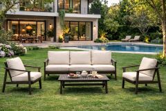 Duru Masif Kestane Ağacı Bahçe Balkon Koltuk Takımı 3+1+1+Sehpa