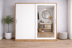 Alba Sürgülü Portmanto Vestiyer Meşe Beyaz - Ücretsiz Montaj Hizmeti