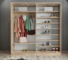 Alba Sürgülü Portmanto Vestiyer Meşe Beyaz - Ücretsiz Montaj Hizmeti