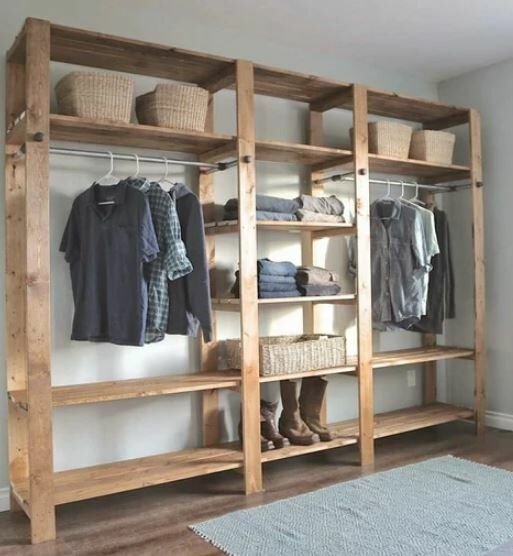 Tamamen El İşçiliği Minimalist İthal Çam Ahşap Gardırop Dolap