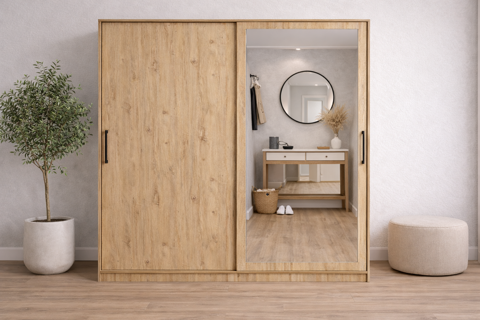 Alba Sürgülü Portmanto Vestiyer Çam - Ücretsiz Montaj Hizmeti