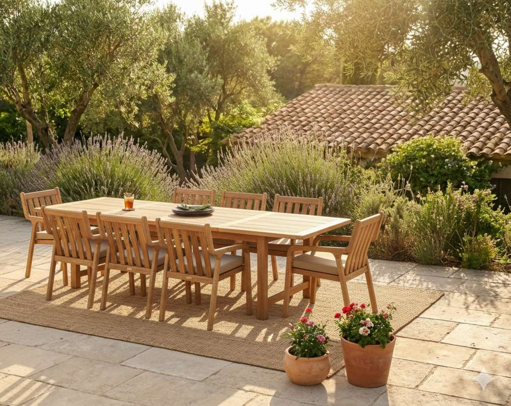 Rubenis Masif Ahşap İroko Ağacı Bahçe Balkon Salon Teras Masa Sandalye Takımı  Ücretsiz Teslimat