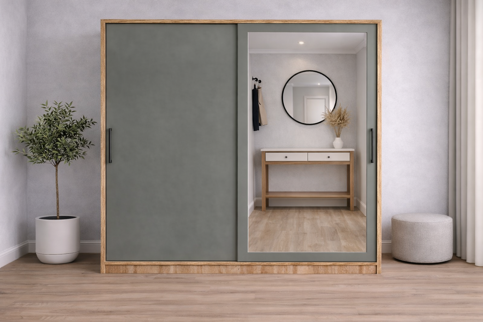 Alba Sürgülü Portmanto Vestiyer Çam Füme - Ücretsiz Montaj Hizmeti