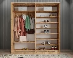 Alba Sürgülü Portmanto Vestiyer Çam Füme - Ücretsiz Montaj Hizmeti