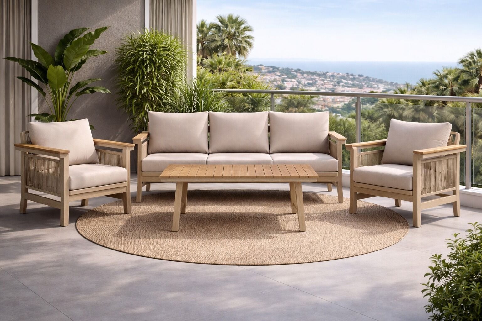 Zeugma Alüminyum Oturma Grubu Bahçe Balkon Koltuk Takımı 3+1+1+Masa  Ücretsiz Teslimat