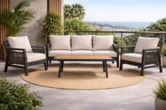 Cunda Alüminyum Oturma Grubu Bahçe Balkon Koltuk Takımı 3+1+1+Masa  Ücretsiz Teslimat