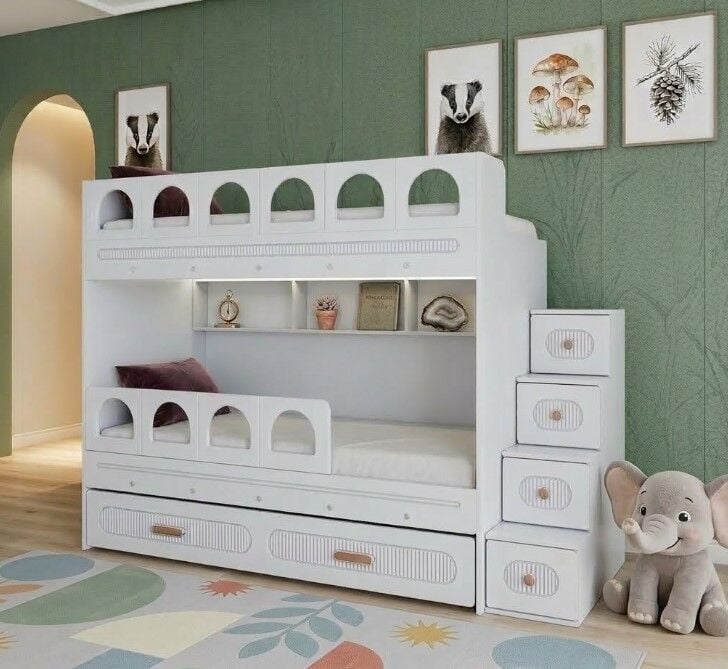 Emir Tamamı  MDF Membran Kaplama 3lü Yavrulu Ranza -  Montaj Dahil - Özel Teslimat