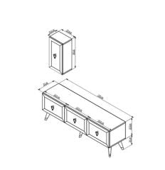 Scala Lazer Desenli Tv Ünitesi Antrasit-Altın 150 cm