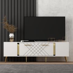 Pietro Lazer Desenli Tv Ünitesi Beyaz-Altın 150 cm