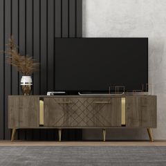 Pietro Lazer Desenli Tv Ünitesi Ceviz-Altın 150 cm