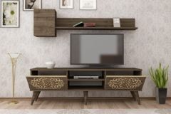 Gama Lazer Desenli Tv Ünitesi Ceviz-Safirmeşe 150 cm