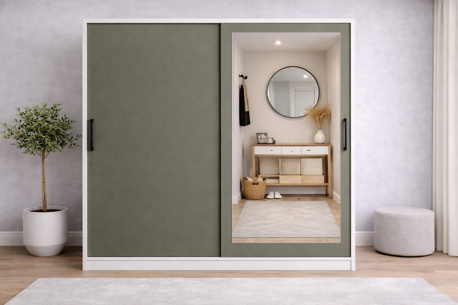 Alba Sürgülü Portmanto Vestiyer  Beyaz Füme - Ücretsiz Montaj Hizmeti