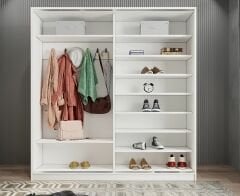 Alba Sürgülü Portmanto Vestiyer  Beyaz Füme - Ücretsiz Montaj Hizmeti