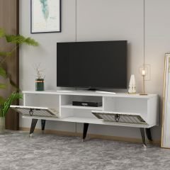 Sandro Tv Ünitesi Tv Sehpa Beyaz-Altın