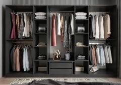 Başak 8 Kapaklı Dolap Gardırop Füme - Ücretsiz Kurulum