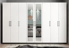 Başak 8 Kapaklı Dolap Gardırop Füme Beyaz - Ücretsiz Kurulum