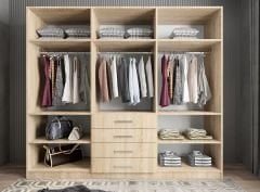 Biray 6 Kapaklı Gardırop Dolap Meşe - Ücretsiz Kurulum