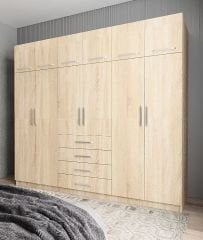 Biray 6 Kapaklı Gardırop Dolap Meşe - Ücretsiz Kurulum