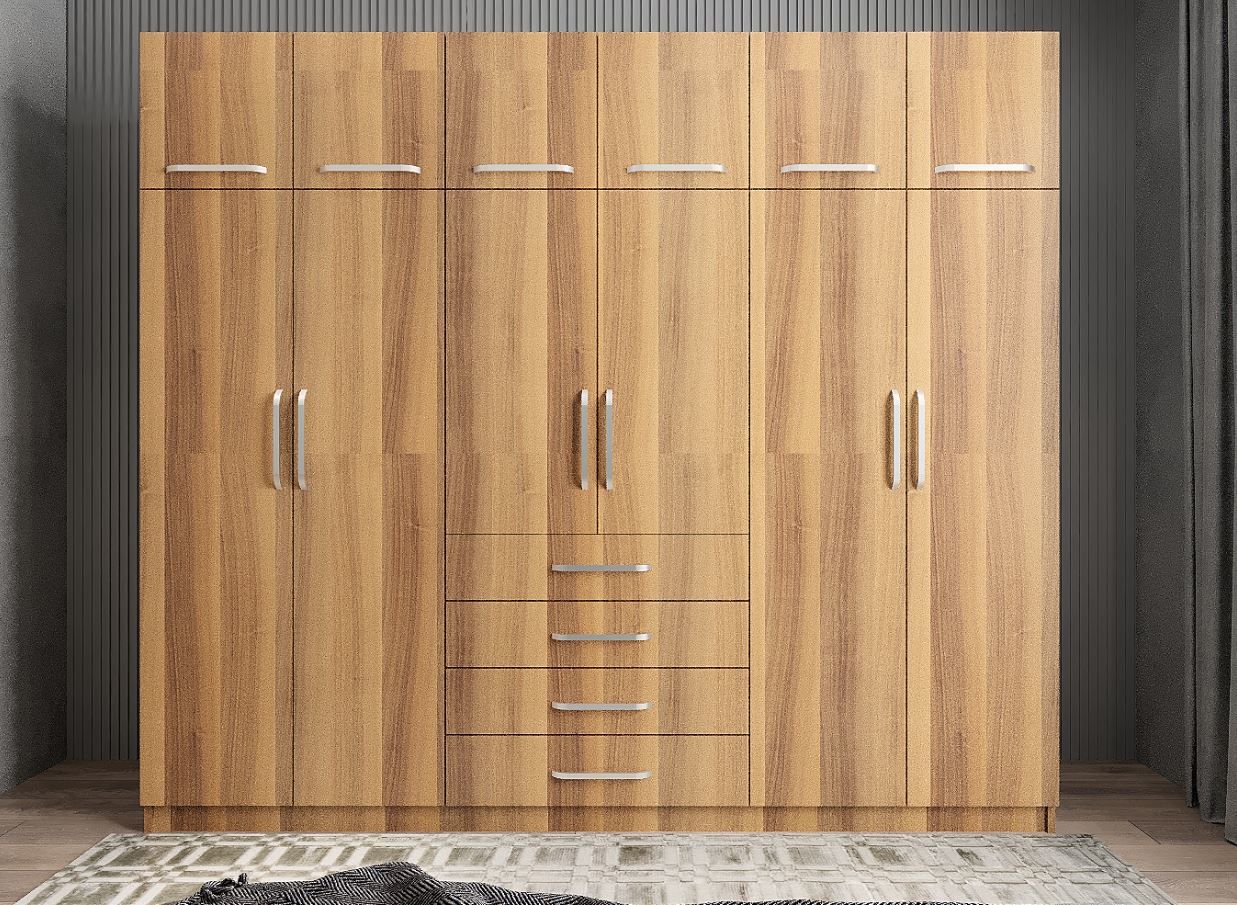 Biray 6 Kapaklı Gardırop Dolap Ceviz - Ücretsiz Kurulum