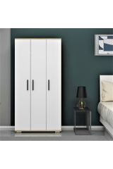 Elit Üç Kapaklı Gardırop Dolap Safirmeşe-Beyaz 90 Cm