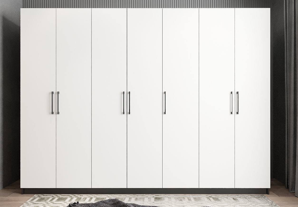Harika 7 Kapaklı Dolap Gardırop Füme Beyaz- Ücretsiz Kurulum