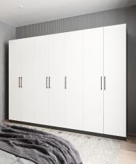 Harika 7 Kapaklı Dolap Gardırop Füme Beyaz- Ücretsiz Kurulum
