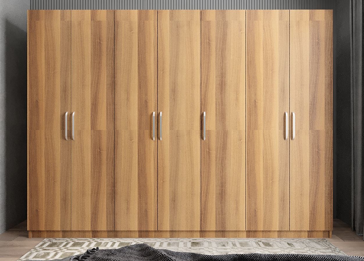 Harika 7 Kapaklı Dolap Gardırop Ceviz - Ücretsiz Kurulum